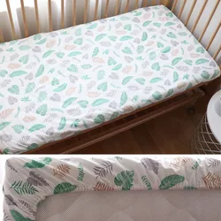 Luxurious 100% Cotton Baby Crib Fitted Sheet - Soft and Comfortable Mattress Cover for Newborns and Toddlers, Customizable Size (Green Leaf)