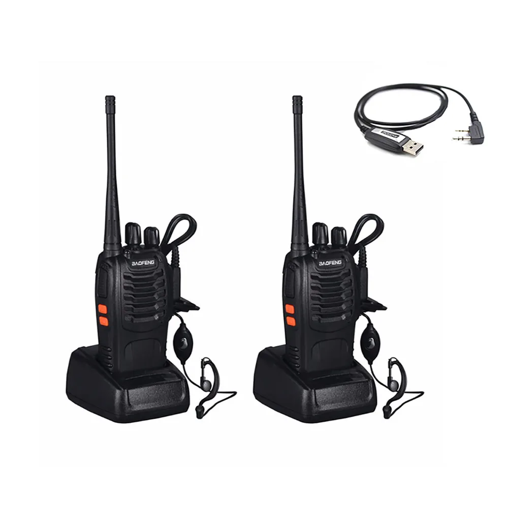 with earphone-usb 2 шт./партия BF-888S портативная рация приемопередатчик UHF Интерком двухстороннее радио портативное cb радио BF Baofeng 888s радио с наушником - Цвет: with earphone-usb