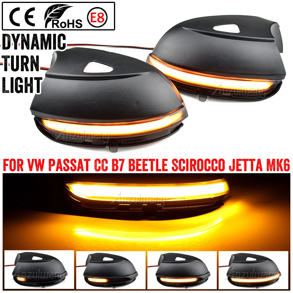 Side Wing Rearview Mirror Indicator Blinker Repeater Dynamic Turn Signal Light For Vw Passat B7
