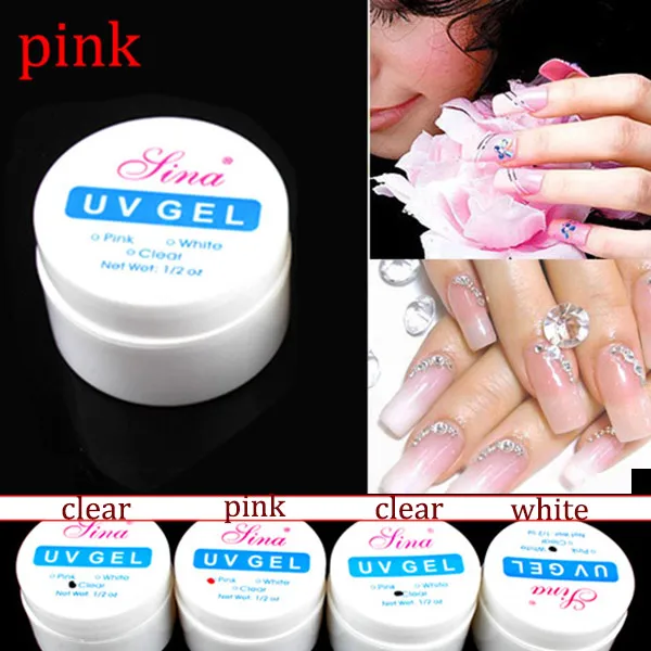 Новый 1/4 шт. Nail Art клея УФ конструирующий гель милый чистый розовый белый комплект