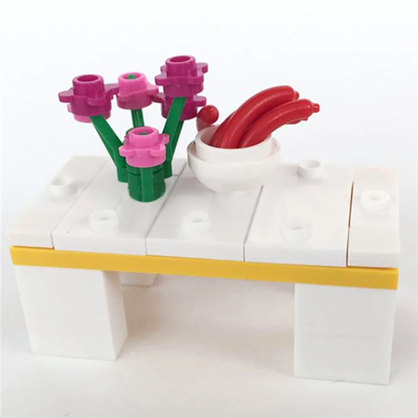 Legoeds Urban Home Building Block Restaurant Living room Furniture Table Chair Sofa MOC Accessories Brick Kids DIY Toy Gift (4)
