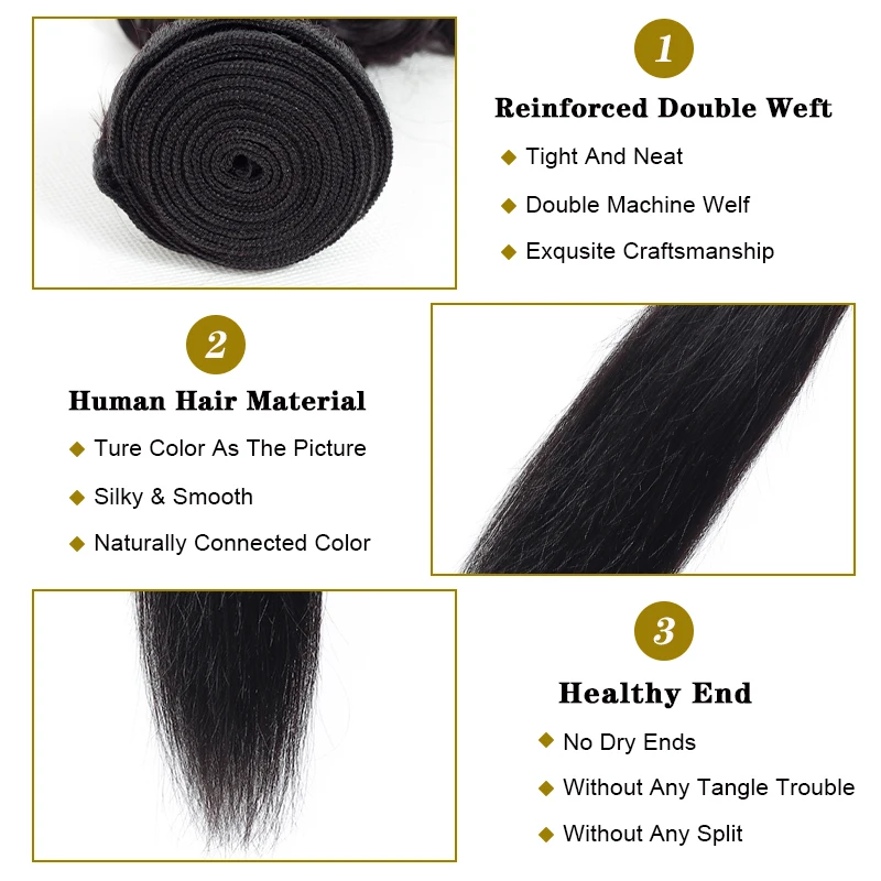 Uneed волосы малазийские прямые волосы пучки с закрытием шнурка Remy человеческие волосы плетение 3/4 пучки с 4*4 закрытие Nautral черный