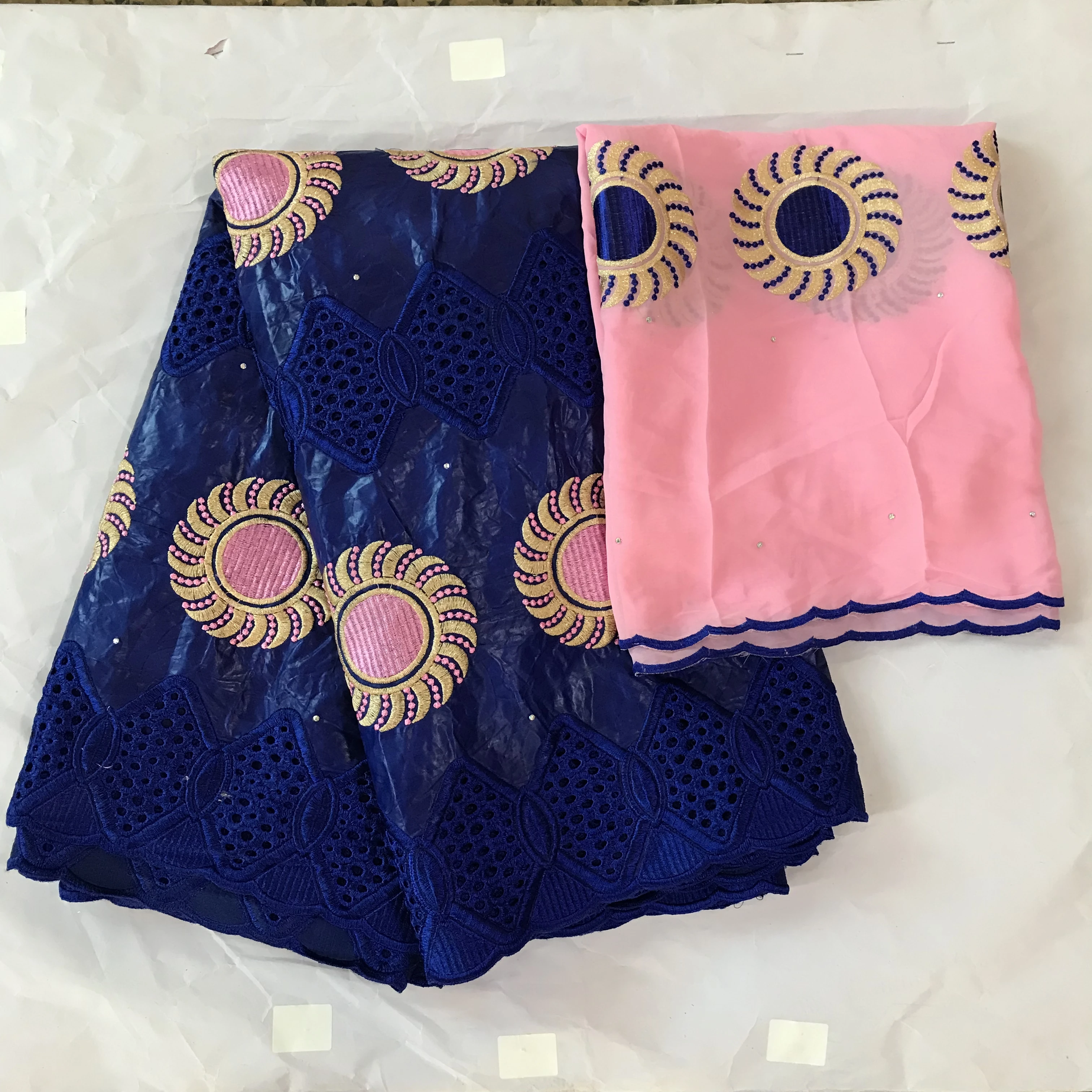 Новое поступление синий Базен riche getzner nouveau горячая Распродажа хлопковый умывальник riche getzner последняя нигерийская Кружевная повязка на голову 5+ 2 ярдов/партия