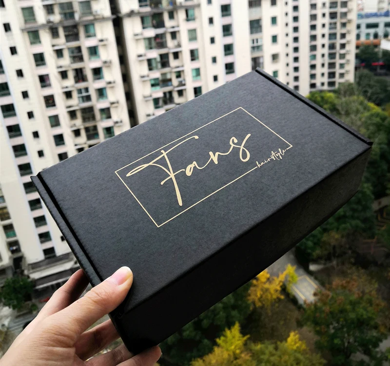 Black Color Packaging Box, Small Gifts Box, Kraft Paper Box for Wig Jewelry, Custom Printed Logo, 5 Pcs, 10Pcs 21 H5a22085956bb43838b1d054bd46bc210p