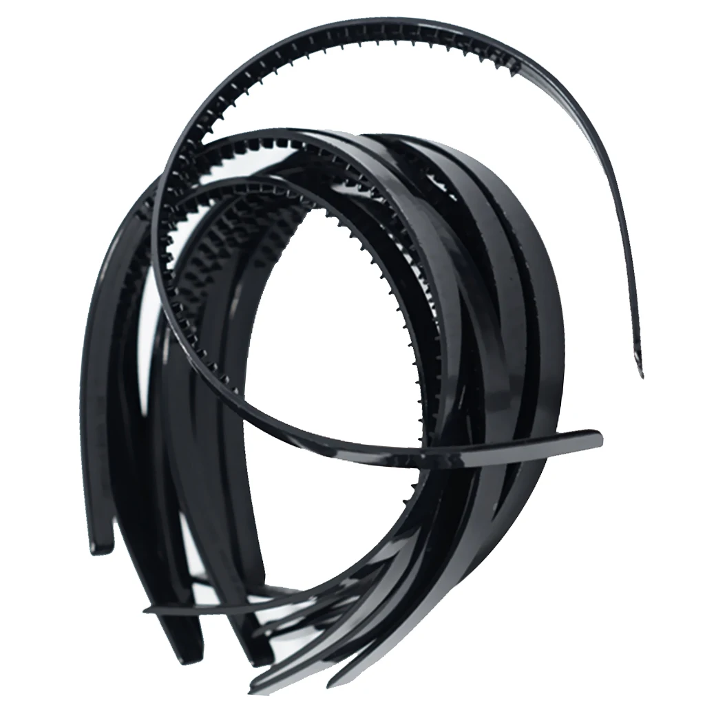 10Pcs Plastic Headband Flexible Hair Band Hair Hoop DIY Headwear Black White