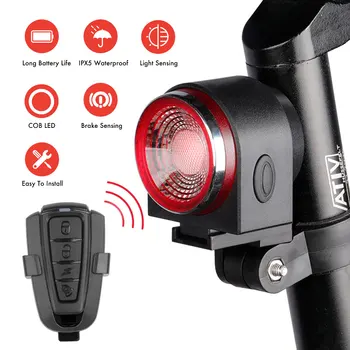 

1pc Bicycle Rear Lamp Braking Light Burglary Alarm Remote Call Wireless Control USB Charge LED Lantern Bike Finder Horn