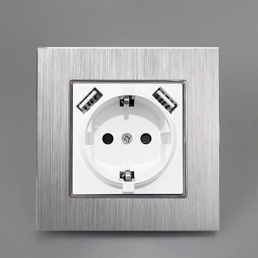 Enhanced Silver Metal Frame for Modular EU Standard Switch and Socket, Aluminum Wallpad Series