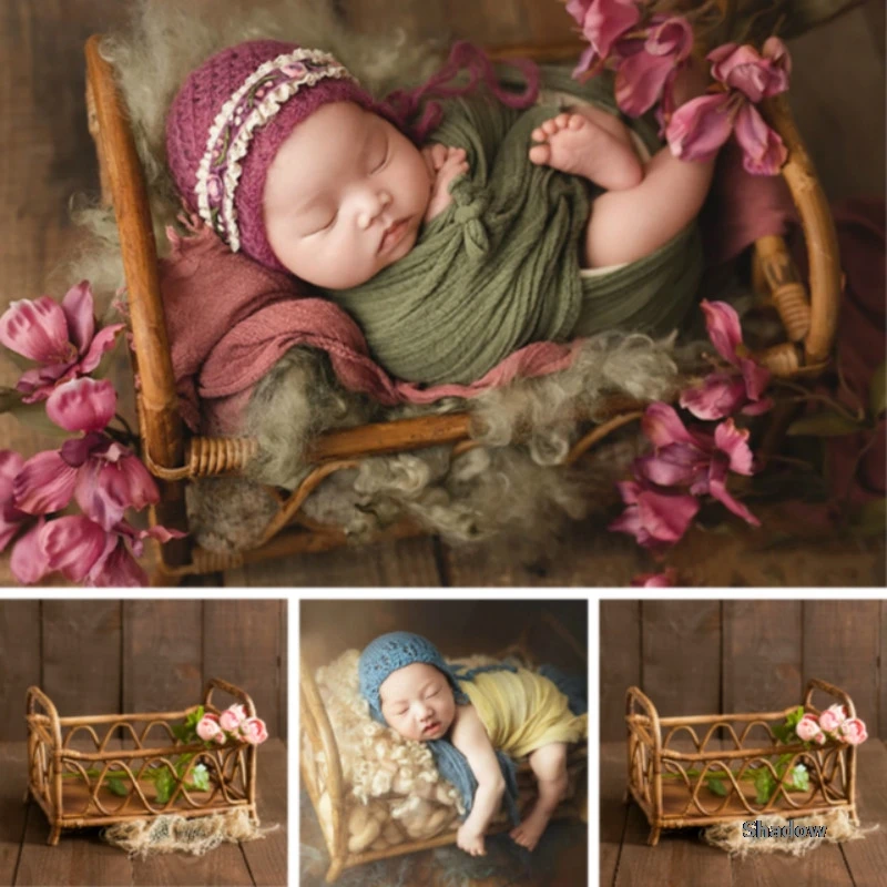 Accesorios de fotografía recién nacido, cesta de cama para fotos de bebé, contenedor de pose, cesta de ratán, buen efecto de fotografía