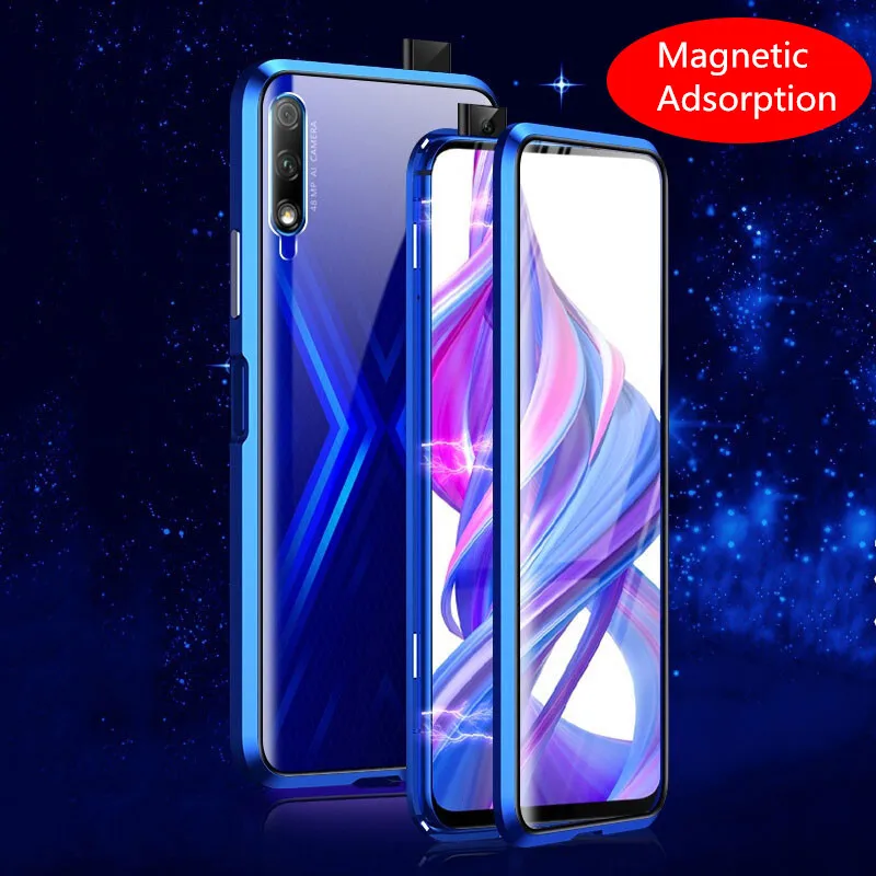 Double-Side Glass Case For Huawei Y9S Luxury Metal Magnetic Adsorption Phone Cover On Honor 9X China Version |