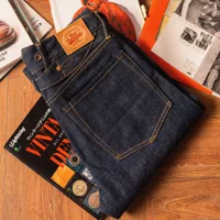 2000T-0002 Read Description! Red Tornado Raw Indigo Selvage Unwashed Denim Pants Unsanforized Brass Buckle Jean 14oz 1