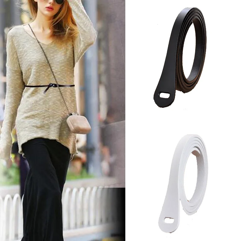

Luxury Female Belt for Women red Bow design Thin PU Leather Jeans Girdles Loop strap belts bownot brown dress coat accessories
