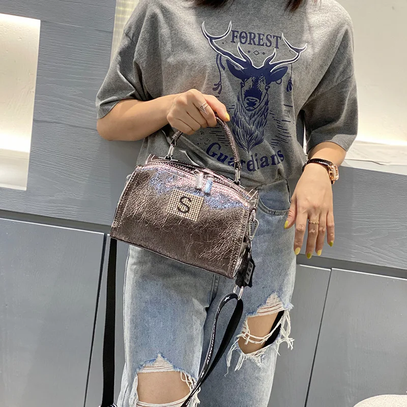 

Explosion Crack Handbag Women 2020 New Fashion Diamond All-match Messenger Bag Boston Broadband Shoulder Pillow Bag Bolso Mujer
