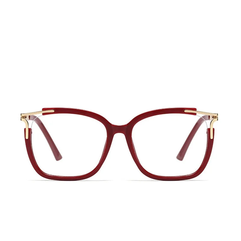 TR90 металлические красные очки кошачий глаз женские элементы прозрачные линзы