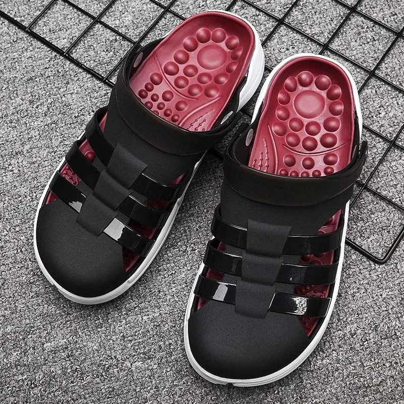 

2019 Summer New Style Outdoor Anti-slip Porous Shoes Closed-toe Hollow out Large Size Beach Sandals 40-45