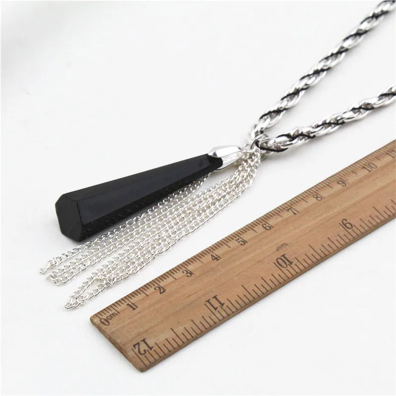 V283 BigBing Модная бижутерия Серебряная цепочка черная подвеска с кисточкой и кристаллами ожерелье ювелирных изделий высокого качества без никеля