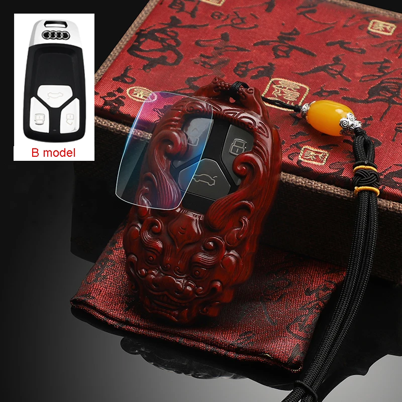 Новинка сандалового дерева смарт-ключ для автомобиля защитная пленка для Audi A4L Q5L Q7 A5 A6L A7 A8 S5 авто интерьер - Название цвета: B-rosewood-YL rope