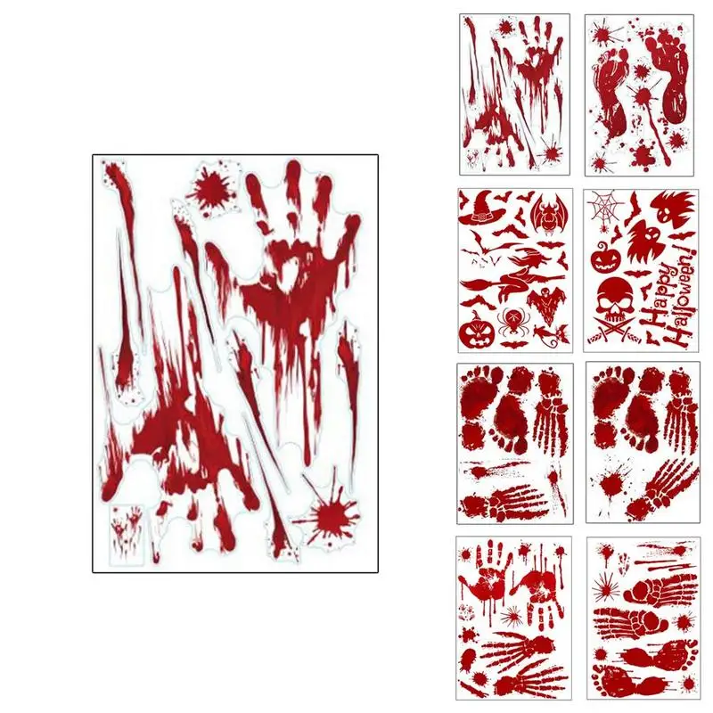 

Halloween Decoration Horror Wall Stickers Bloody Fingerprint Blooding Handprint Foot 3D Wallpaper Waterproof Floor Door Decor