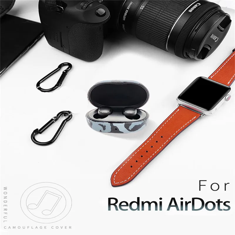 Силиконовый защитный чехол для наушников Redmi Airdots TWS Bluetooth наушники противоударные наушники с камуфляжным рисунком Чехол Коробка Прямая поставка