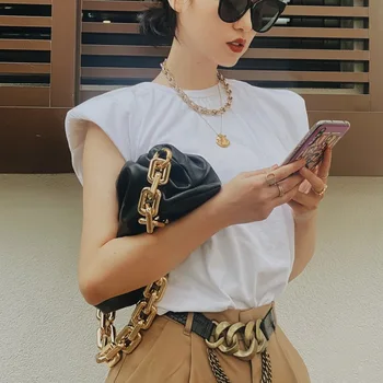 

Clutch thick gold chains dumpling Clip purse bag women cloud Underarm shoulder bag pleated Baguette pouch totes handbag