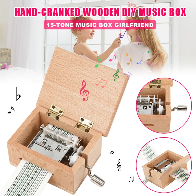 DIY Ручная музыкальная шкатулка деревянная коробка с дырокол и бумажные ленты YH-17 |