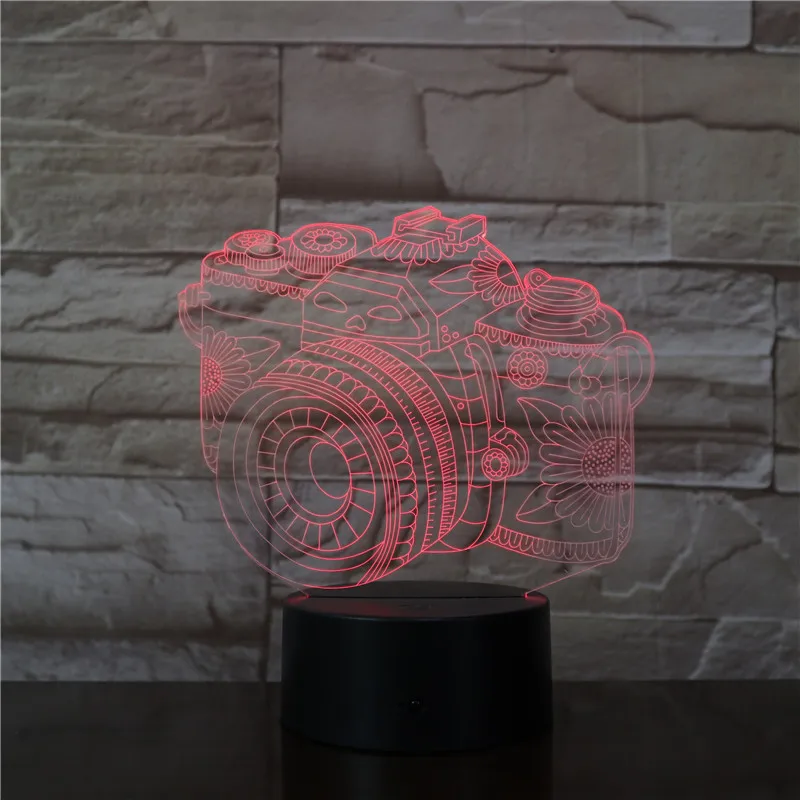 Новинка 3D лампа камера иллюзия светодиодный USB сенсорный светильник 7 цветов