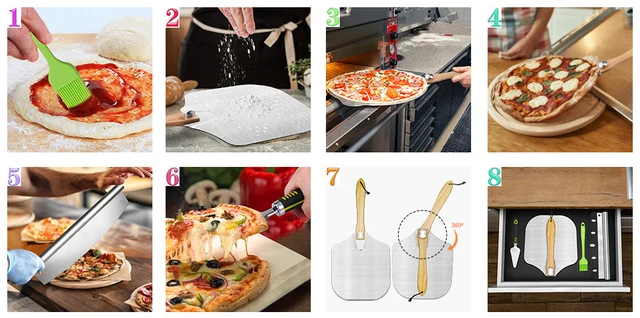 2pcs/Set Pizza Shovel & Scraper, Cutter Set, Suitable For Pizza Making,  Metal Pizza Paddle, Pizza Oven Accessories, Pastry, Dough, Pizza Tools