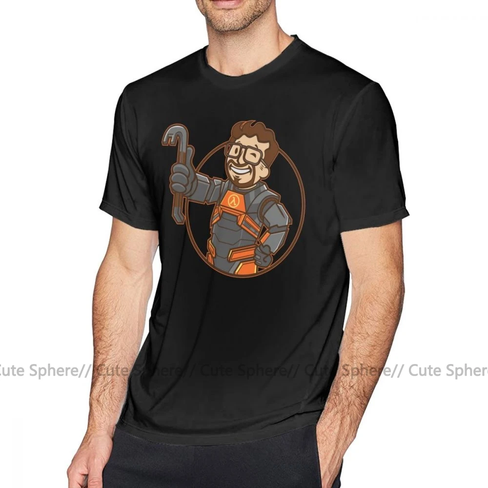 Футболка Half Life Lambda, футболка для мальчиков, модная мужская футболка, милая хлопковая Футболка с рисунком, большие размеры, футболка с короткими рукавами - Цвет: Black
