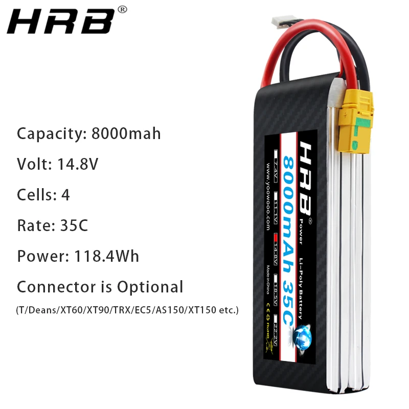 HRB 4S 14 8 V Lipo батарея 8000mah XT150 AS150 XT60 XT90 S T Deans EC5 для TRX Car Quadcopter самолеты Вертолет RC