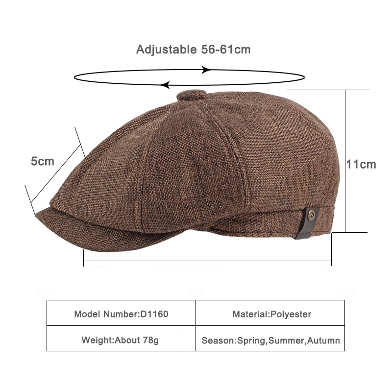 NEW Newsboy Cap Men Spring Summer Octagonal Hat For Male British Herringbone Flat Caps Retro Eight blade Hats Breathable images - 6
