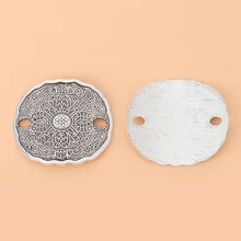 

10pcs/Lot Tibetan Silver Metal Oval Disc Connectors Charms Pendants for Bracelet Jewelry Making Accessories