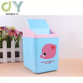 

Square flip trash can Cute cartoon desktop storage bucket