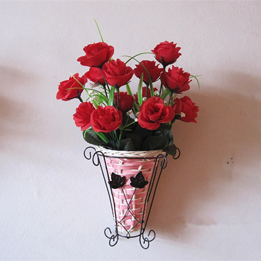 Weave Vine Mural Wall Hanging Artificial Flower Plant Basket Room Decor