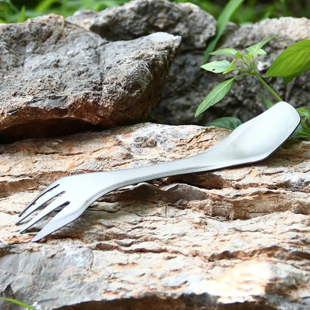 

Outdoor Camping Picnic titanium Spoon Tableware titanium alloy Fork Ultralight pure titanium Spork