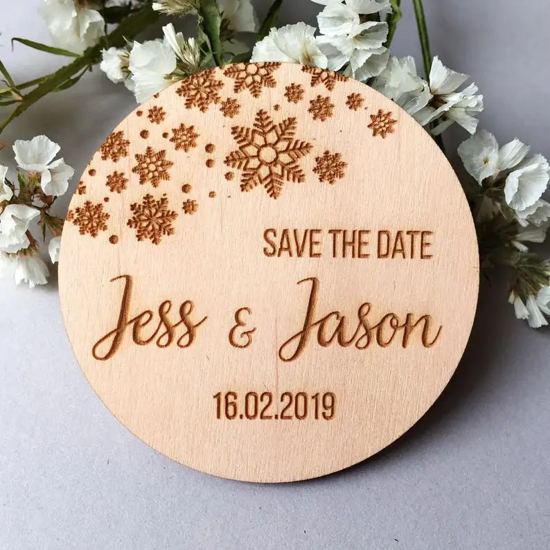  Personalize names date engraved Wooden Card save the date Wedding invitations Magnets Invitation Ca - 4.00013E+12