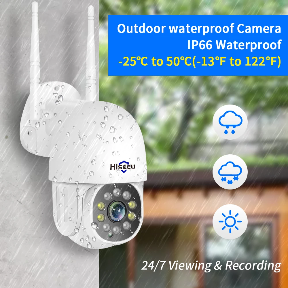Скоростная купольная IP камера Hiseeu 1080P 2 МП PTZ Wi Fi уличная Беспроводная сетевая