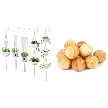 

NEW-15 Pcs Accessories: 10Pcs Natural Cedar Wood Moth Balls Lavender Camphor & 5Pack Macrame Plant Hanger and 5 Pcs Hooks