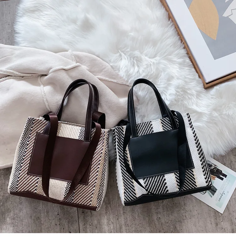 Женские повседневные сумки Tote тканая сумка для девочек-подростков большая сумка для покупок Женская дорожная сумка