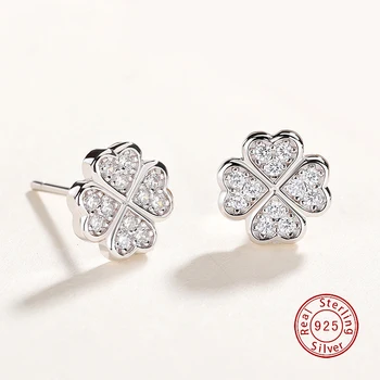 

EH2006115 S925 Sterling Silver Hot Sale Pretty Fashion Women's Diamond Clover Earrings 2020