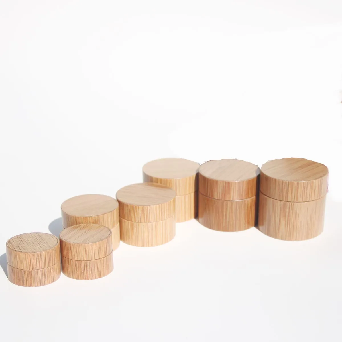 10pcs Natural Bamboo cosmetic jar cosmetic sample containers Environmental packing Material 3g 5g 10g 15g 20g 30g 50g