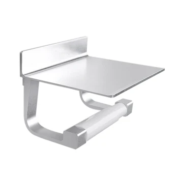 

Concise Wall Mount Toilet Paper Stand Holder With Phone Shelf Bathroom Stainless Bathroom Mobile Phone Rack Paper Towel Rack