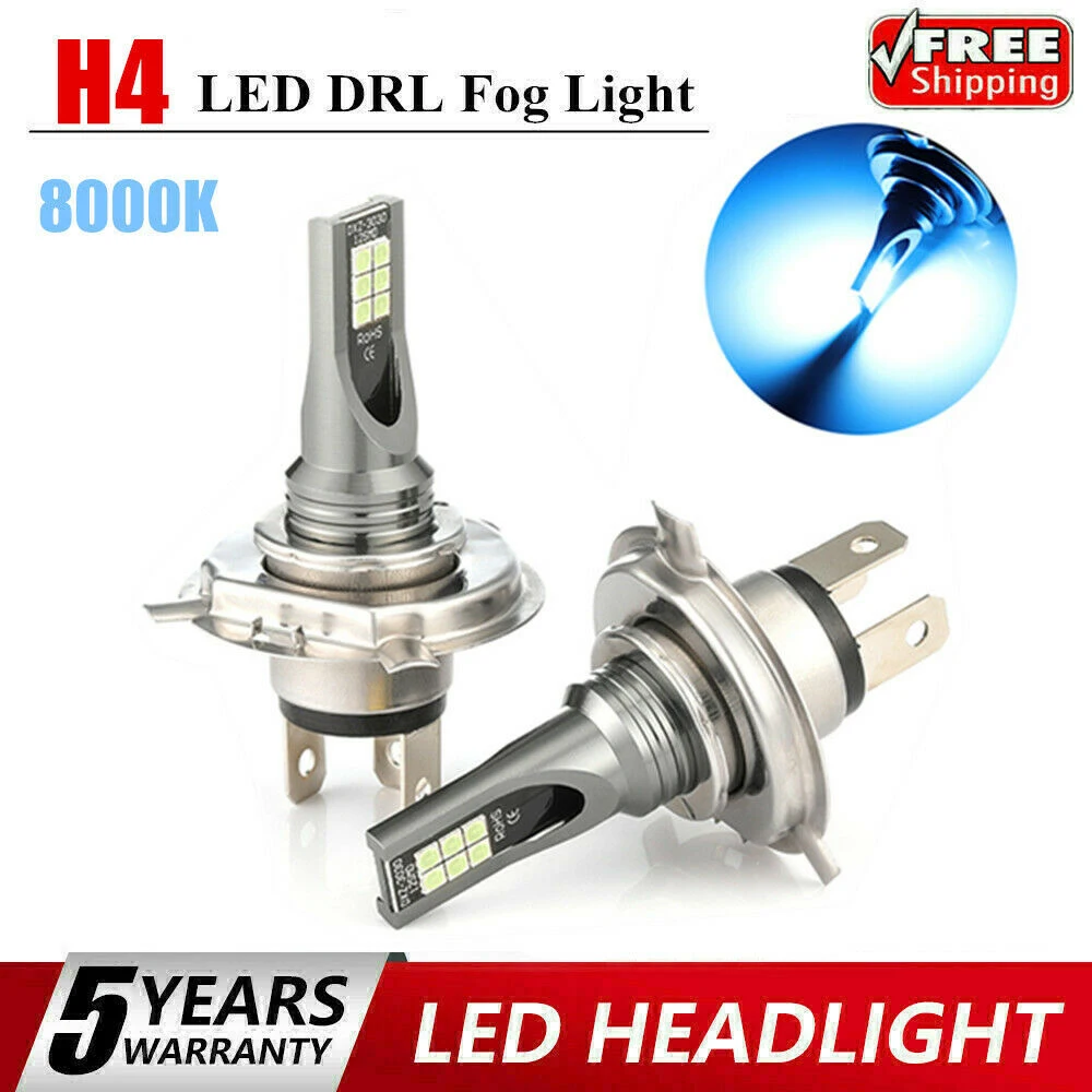 1 Pair H4 LED Headlight 110W 20000LM FOG Light Bulbs 8000K Ice Blue Driving LampCar Headlight
