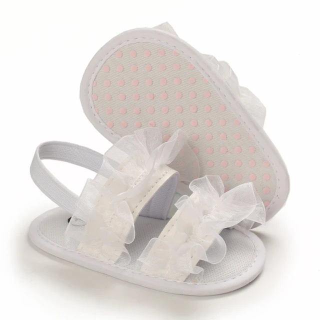 Newborn Toddler Shoes Baby Soft Soled Sandals Lace Soft Soled Shoes Beach Shoes Slippers Non Slip Sandals 0-18M First Walkers C-679 white