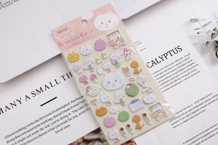2 шт./лот 3D милый кот наклейка s DIY наклейки для тетрадь, альбомы скрапбук декоративные ноутбук Классические игрушки для детей