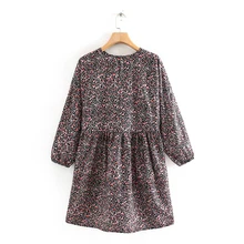 VomVoa весеннее женское платье с цветочным принтом в европейском и американском стиле, женское свободное платье средней длины в деревенском стиле