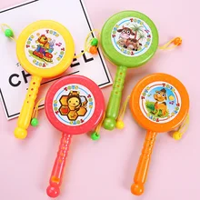 Новая мультяшная детская игрушка, погремушка, цветной пластиковый барабан, детская погремушка, барабан, детский свисток, игрушка для мальчиков и девочек, любимая игрушка