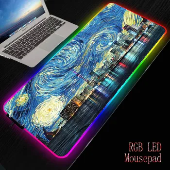 

XGZ Van Gogh Starry Night Art Mouse Pad Large Mouse Pad Anti-slip with Locking Edge Mousepad Keyboard Desk Pad for Laptop Mouse