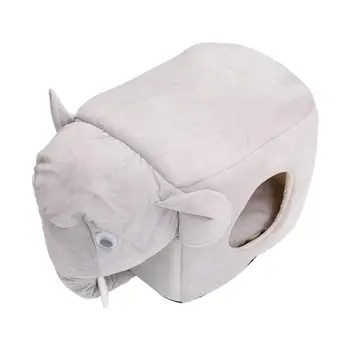 

1pc Elephant Shaped Pet House Winter Warm Cat Nest Pet Sleeping House (Gray)