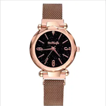 

Hot Selling Women Magnet Buckle Starry Sky Luminous Watch Luxury Ladies Stainless Steel Diamond Quartz Watch Relogio Feminino