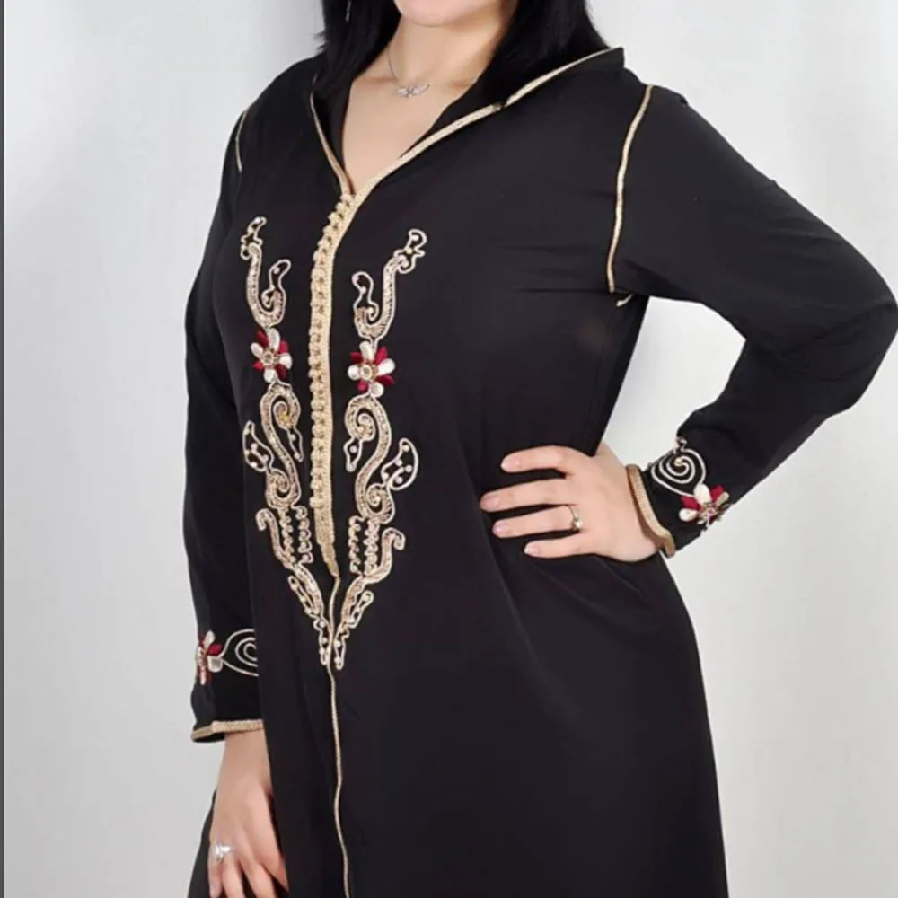 Islamic Muslim Dress Women Spring 2022 Kaftan Dubai Abaya Fashion Embroidery Hooded Loose Arabic Robes Maxi Dresses Long Sleeve