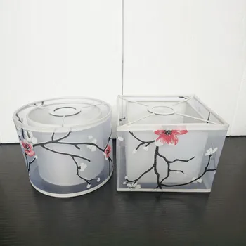 

Cylindrical Square Cloth Lampshade To Prevent Baby's Eye Piercing E27 New Chinese Lampshade Art Deco Ripple Lamp Shades C